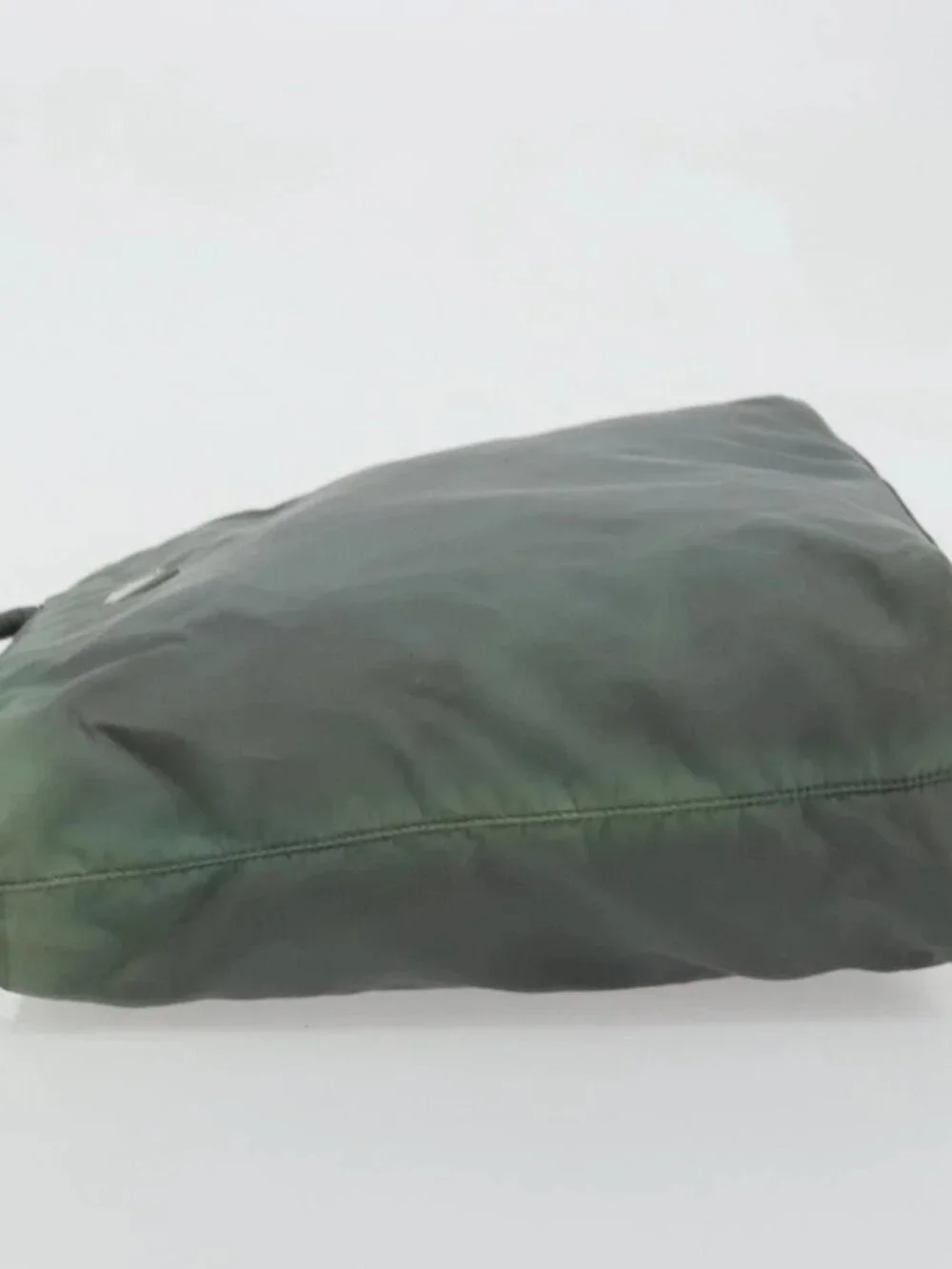 PRADA Tote Bag Nylon Green Silver Auth 175705